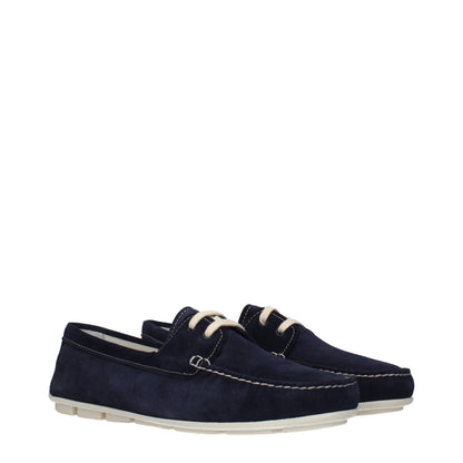 Blue Leather Slip-On Loafers