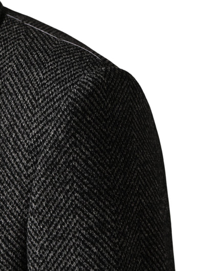 Gray Wool Blend Long Trench Coat Men Jacket