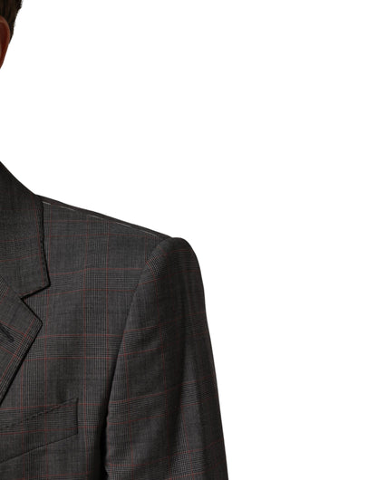 Gray Wool Single Breasted 2 Button Blazer