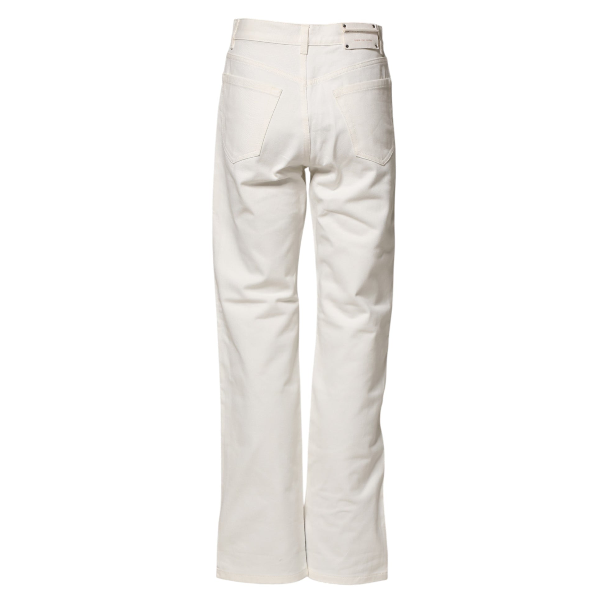 White Straight Bow Details Denim Casual Jeans