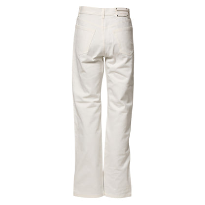 White Straight Bow Details Denim Casual Jeans
