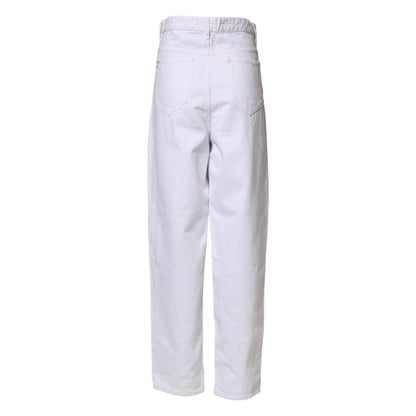 White High Waist Straight Denim Jeans