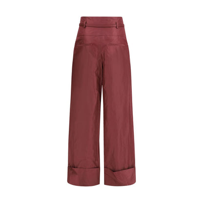 Bordeaux Silk Casual Pants